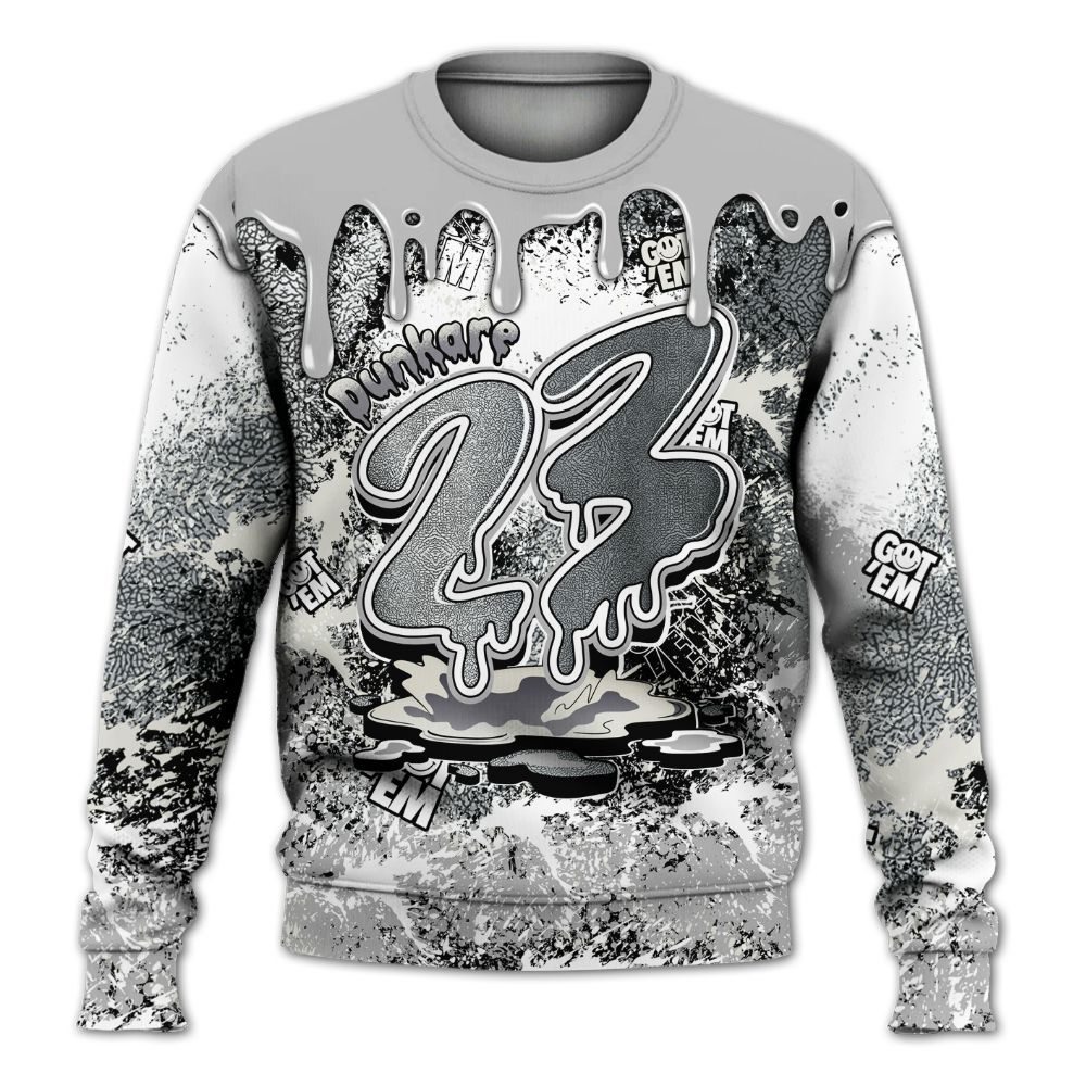 Sweatshirt To Match Cement Grey Silver 3s - Dripping 23 Drip All Over Print