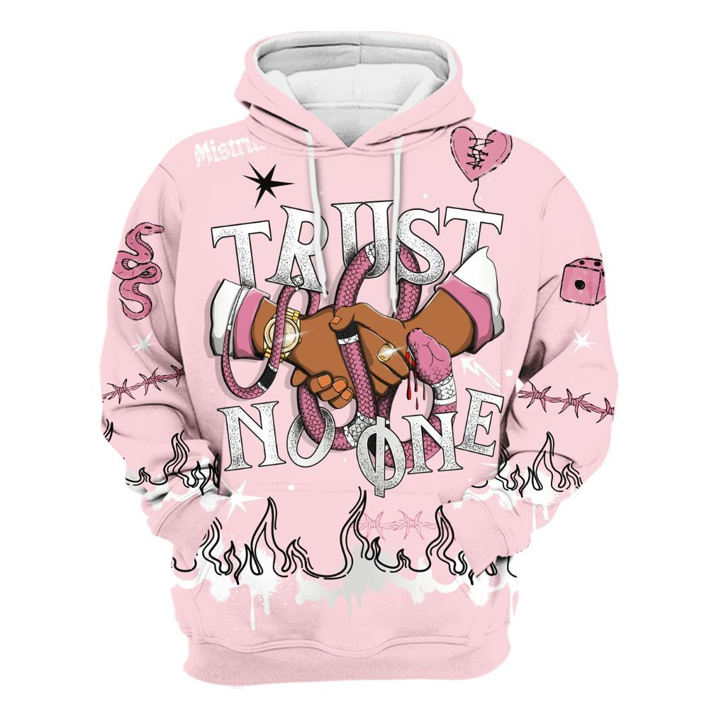 Hoodie To Match GS Pearl Pink 12s Shirt, Trust No One Snake-Bite Doodle Crayon All Over Print