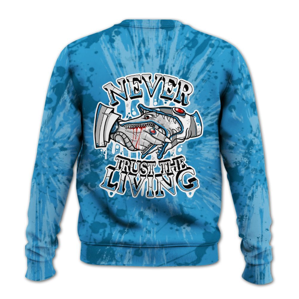 Sweatshirt To Match Powder Blue 9s - Never Trusting Living Graphic Halloween All Over Print