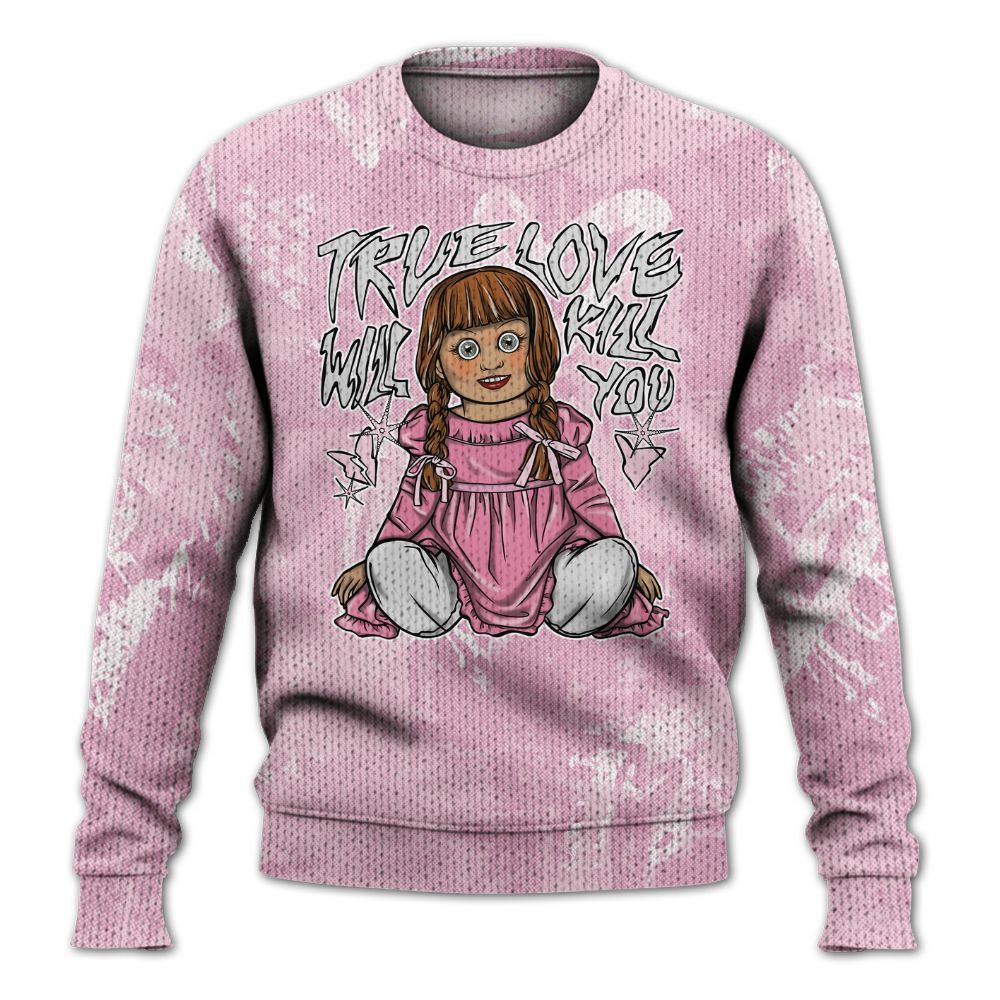 Knitted Sweater To Match Orchid 4s - Genuine Loves Bear Heart Grunge