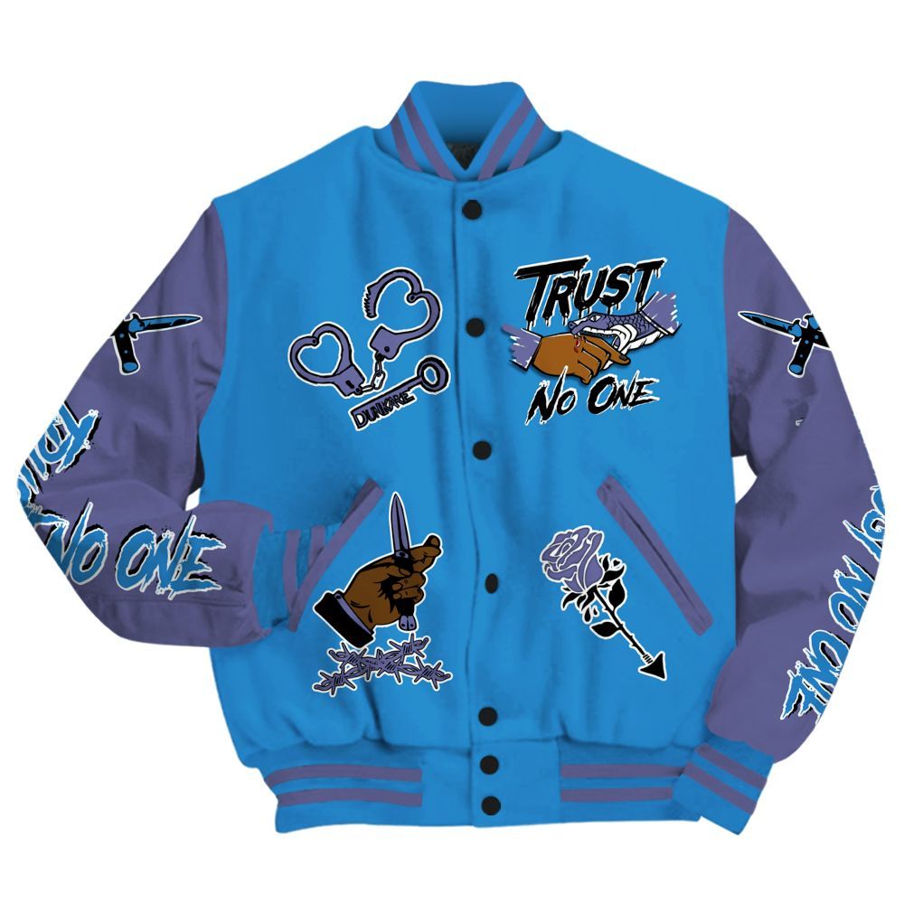 Varsity Jacket To Match Hi-Res Blue 700s - Trust No One Dripping All Over Print