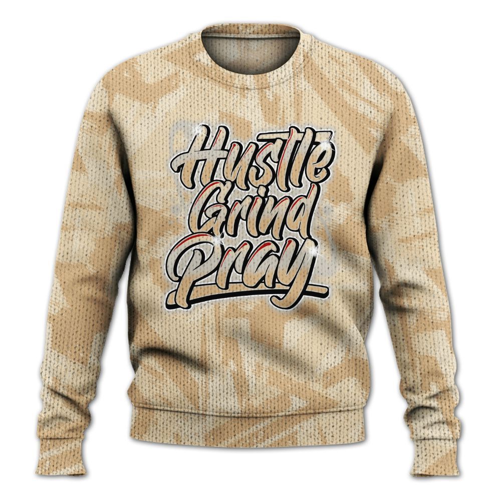 Knitted Sweater To Match Dunk Low Strawberry Waffle - Hustles And Prayer Graphic Halftone