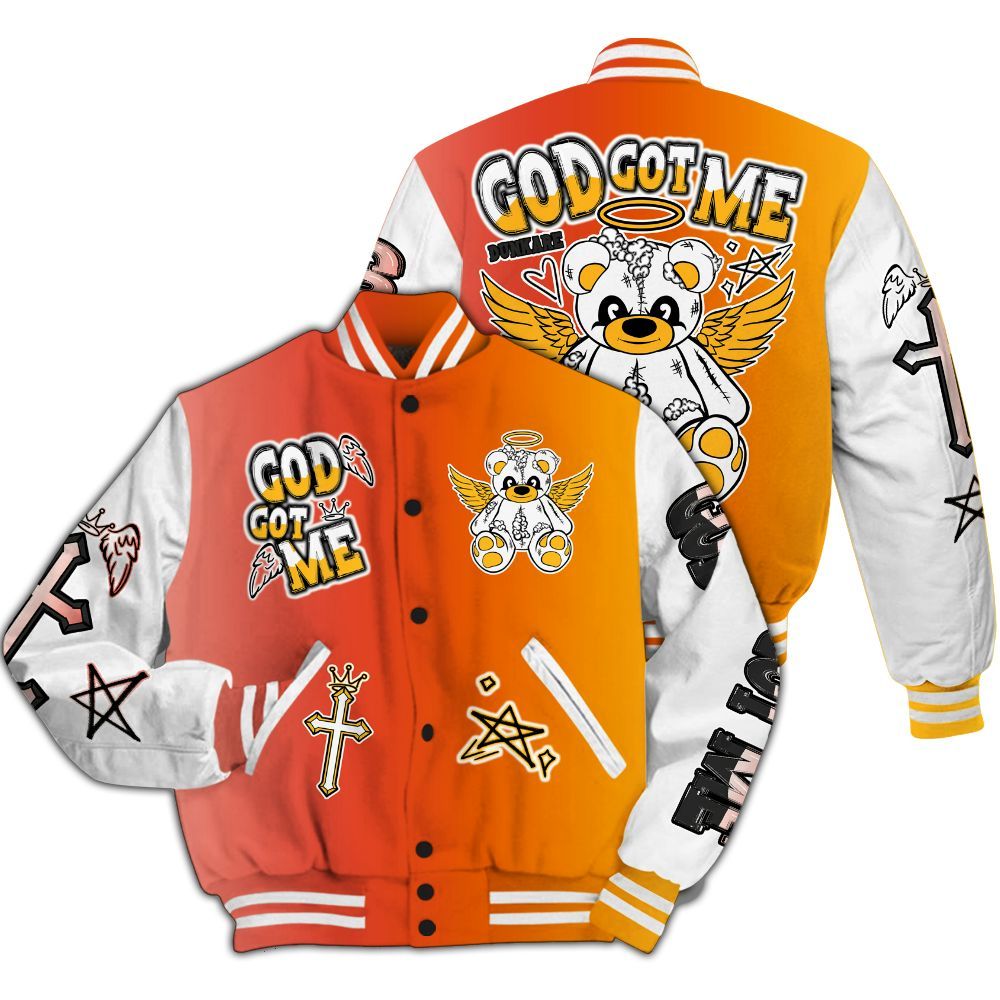 Varsity Jacket To Match Dunk High Candy Corn - Gods Guides Me Bear All Over Print