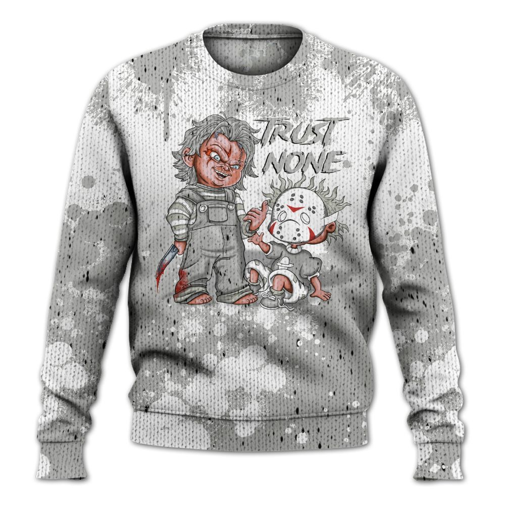 Knitted Sweater To Match Retro White Oreo 4s - Trust No One Scary