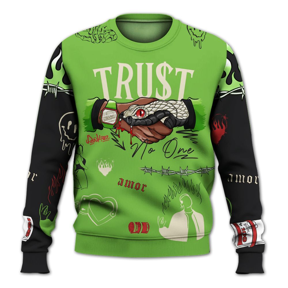 Sweatshirt To Match Air Max Waffle SP Action Green - Snake Trust No One All Over Print