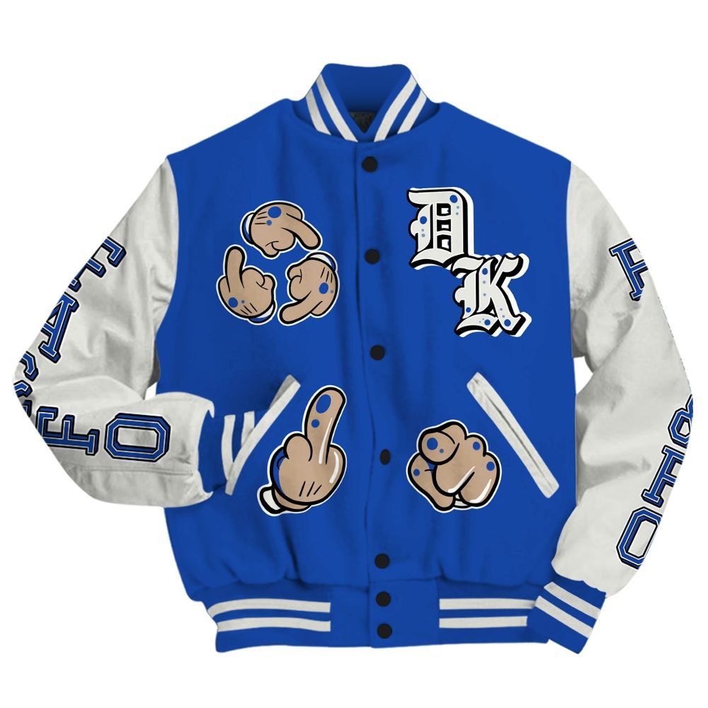 Varsity Jacket To Match Dunk High Racer Blue - F Around Find Out Graphic All Over Print