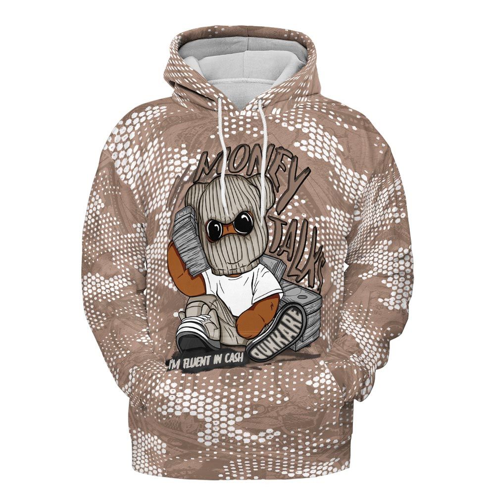 Hoodie To Match OG Latte 1s Hoodie - Money Talk Bear Banknotes Art Hoodie Unisex