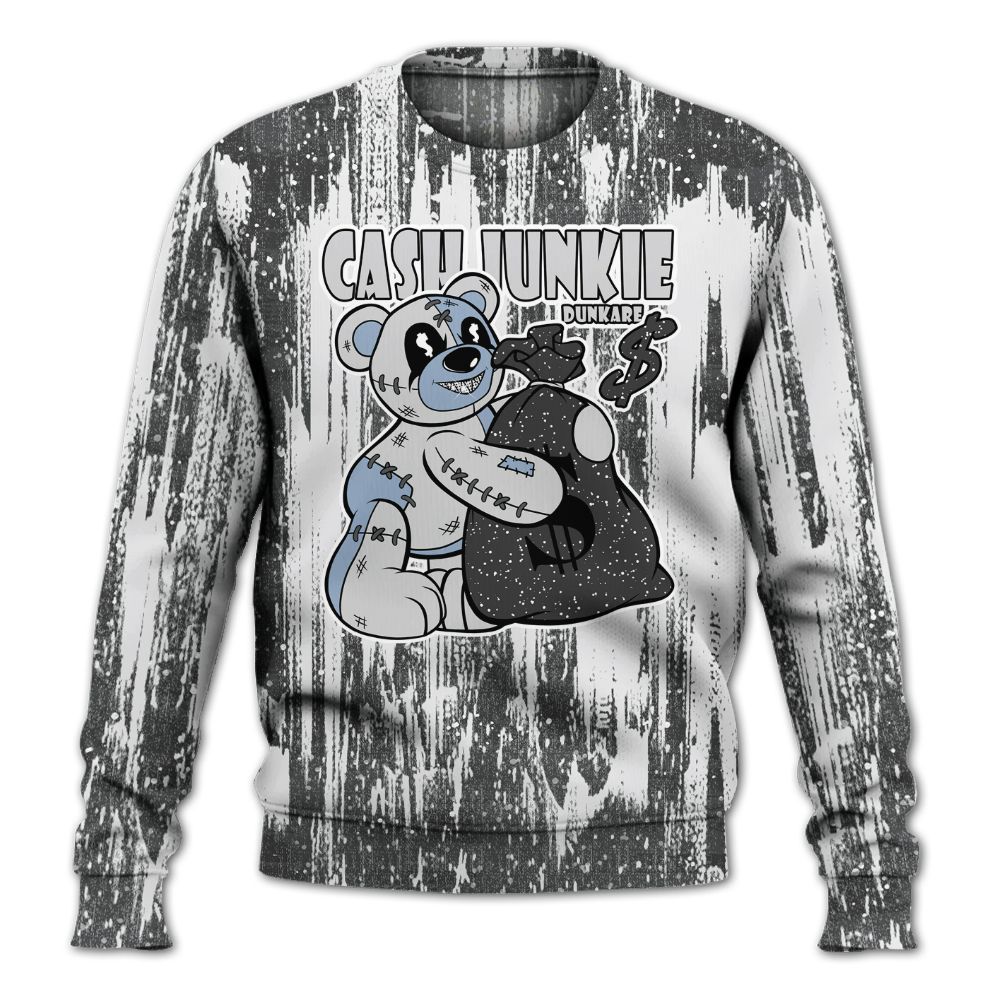 Sweatshirt To Match Reverse Black White 6s - Cashs Junkie Bear Glitch Art All Over Print
