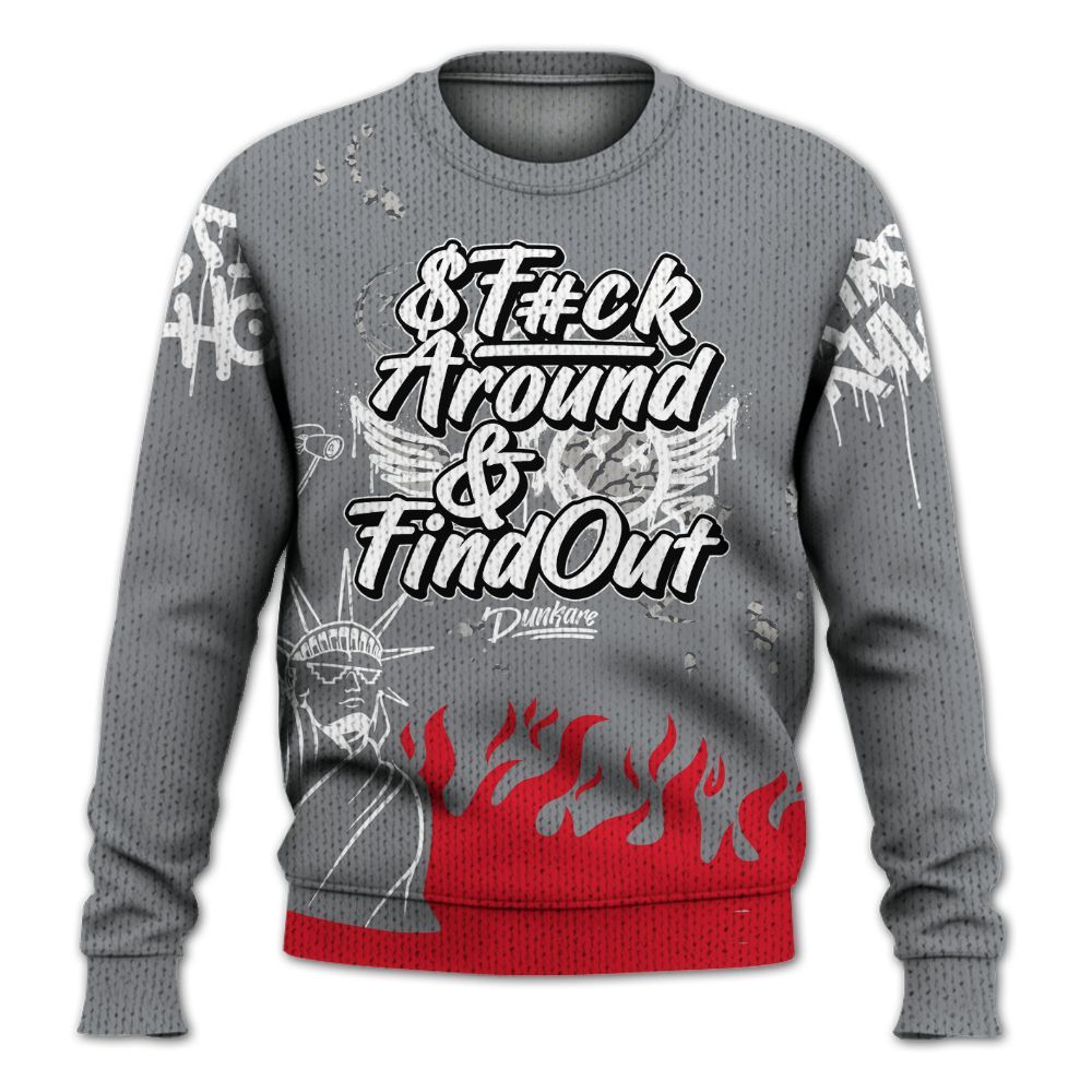 Knitted Sweater To Match Black Cement 3s - Graphic Fck Around Find Out