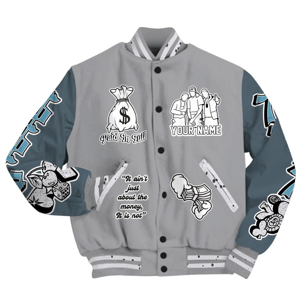 Varsity Jacket To Match Retro Light Graphite Wolf Grey 5s - Paid In Full Baseball Varsity Jacket Custom Name All Over Print