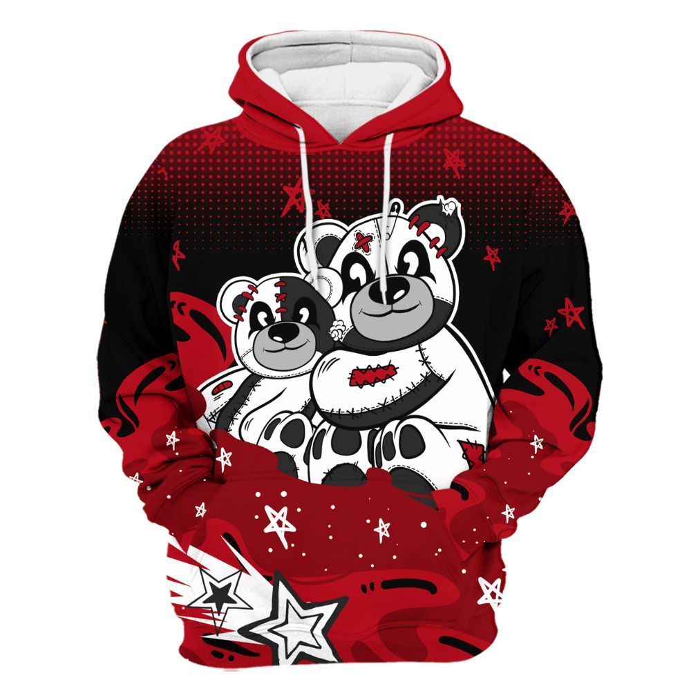 Hoodie To Match Bred Velvet 11s - Sincere Fondness Bear Stars All Over Print