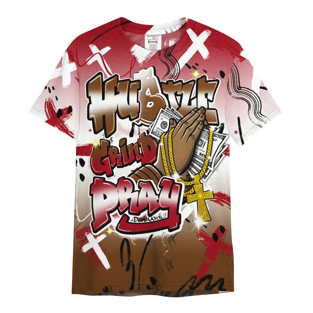 Shirt To Match Archaeo Brown 5s - Money Hustle Grind Pray All Over Print