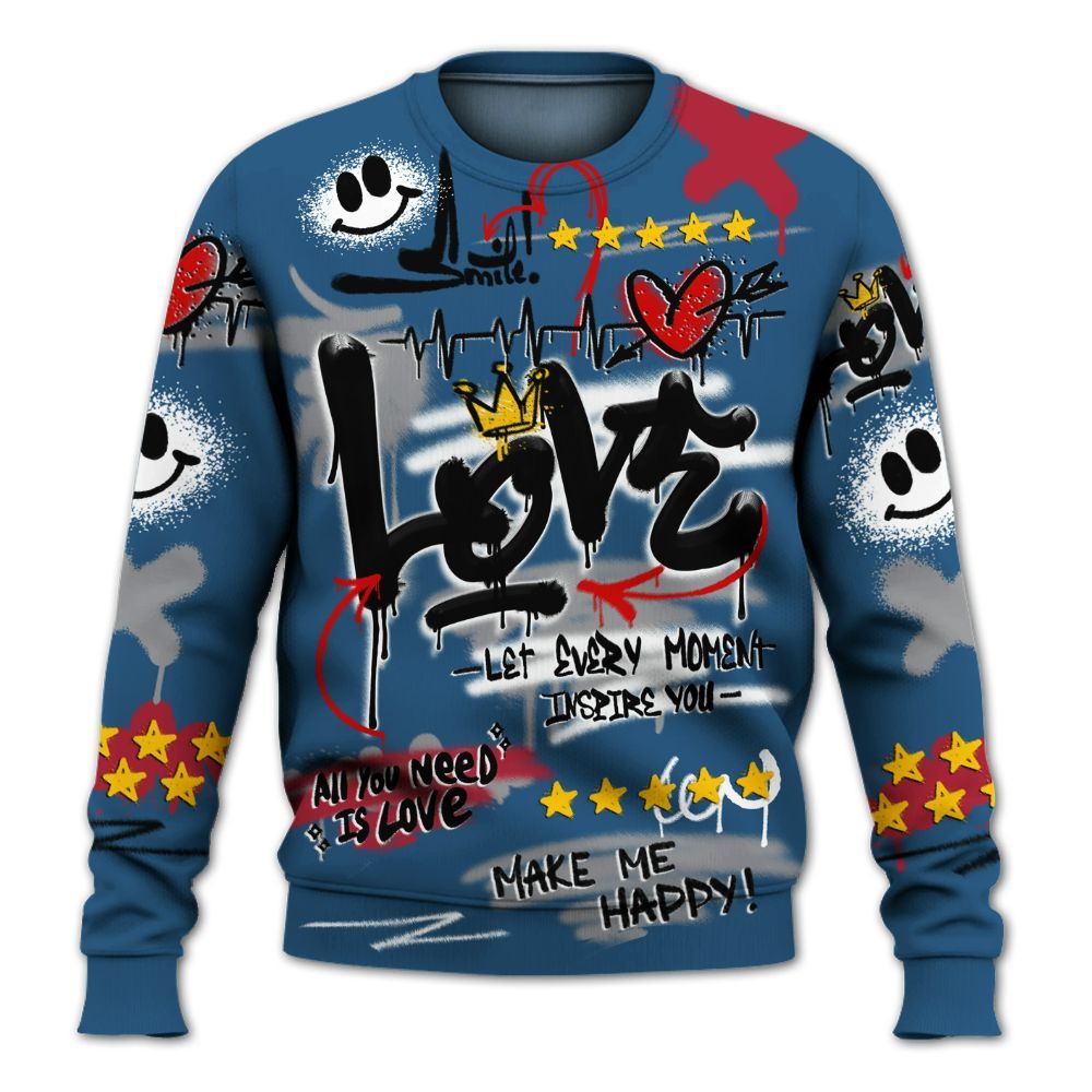 Sweatshirt To Match Rare Air 3s - Happy Love Beats Graffiti Streetwear All Over Print