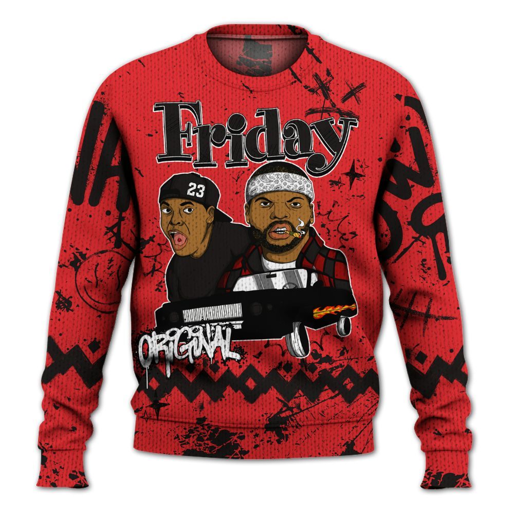 Knitted Sweater To Match Chile Red 9s - Friday Sneaker Crayon