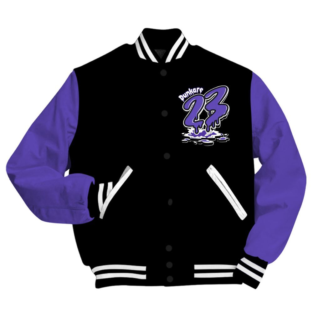Varsity Jacket To Match Field Purple 12s - Custom Name 23 Drip All Over Print