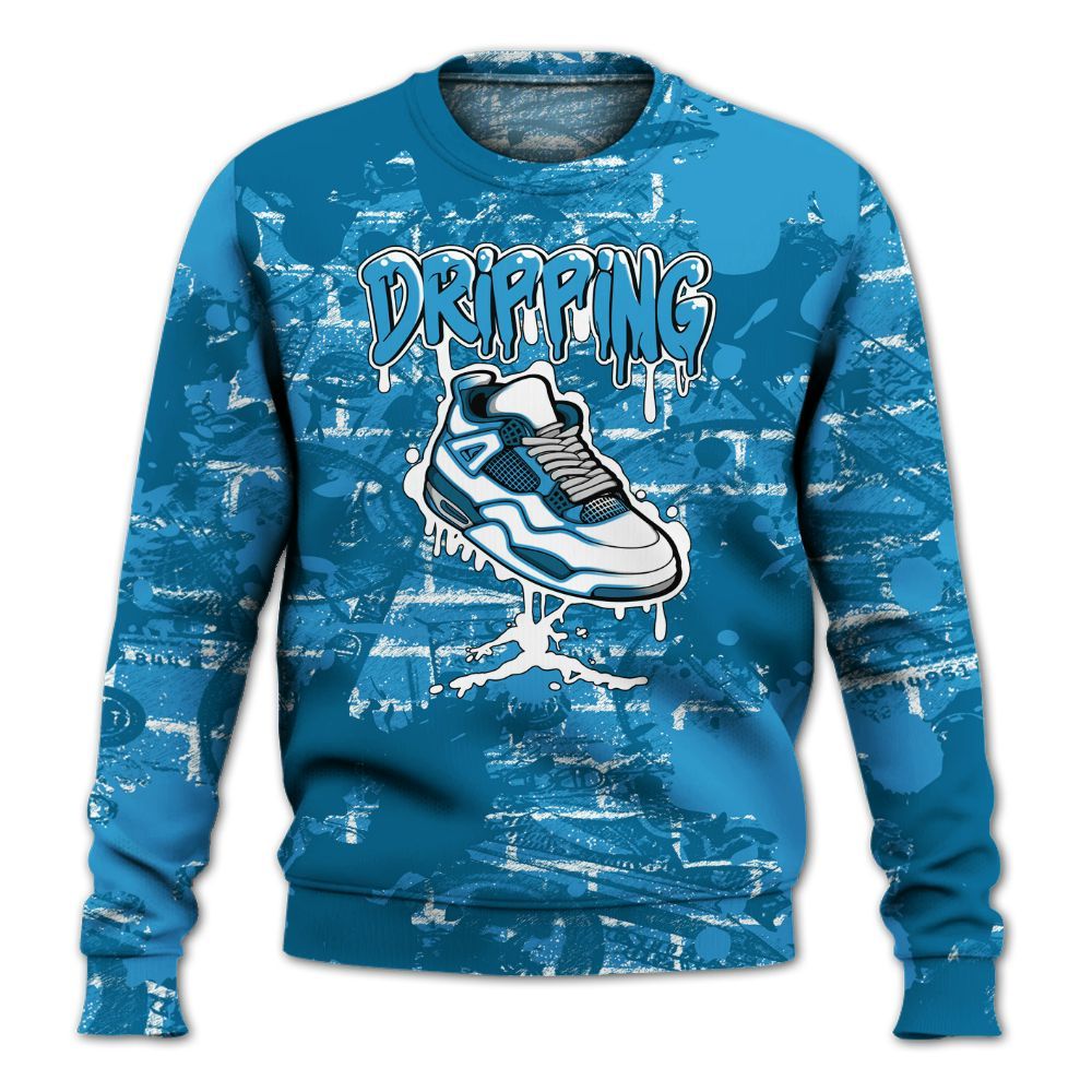 Sweatshirt To Match Powder Blue 9s - Dripping Shoe 4S Graphic Street Art All Over Print