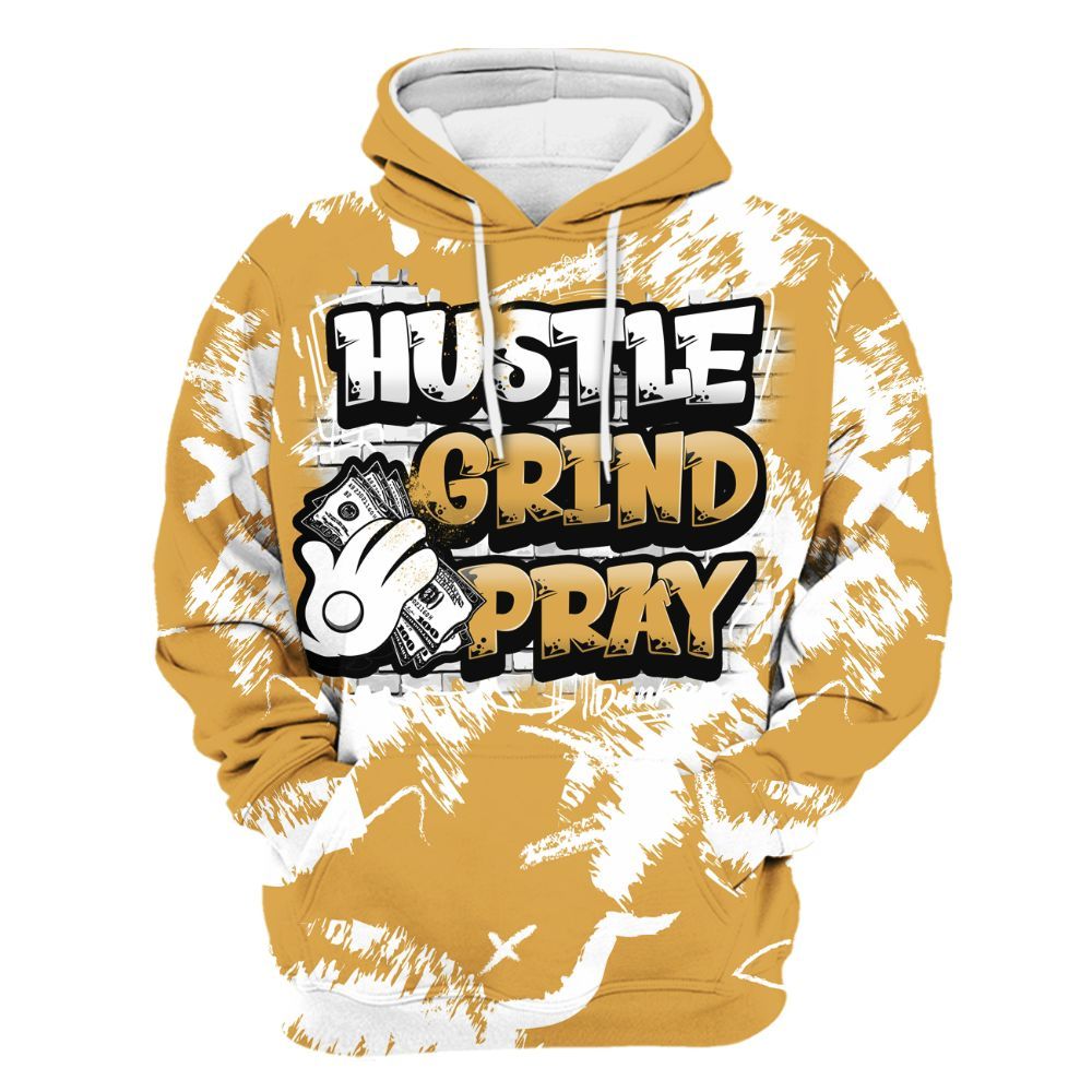 Hoodie To Match Low OG Rookie Of The Year 1s - Hustle Grind Pray Retro All Over Print