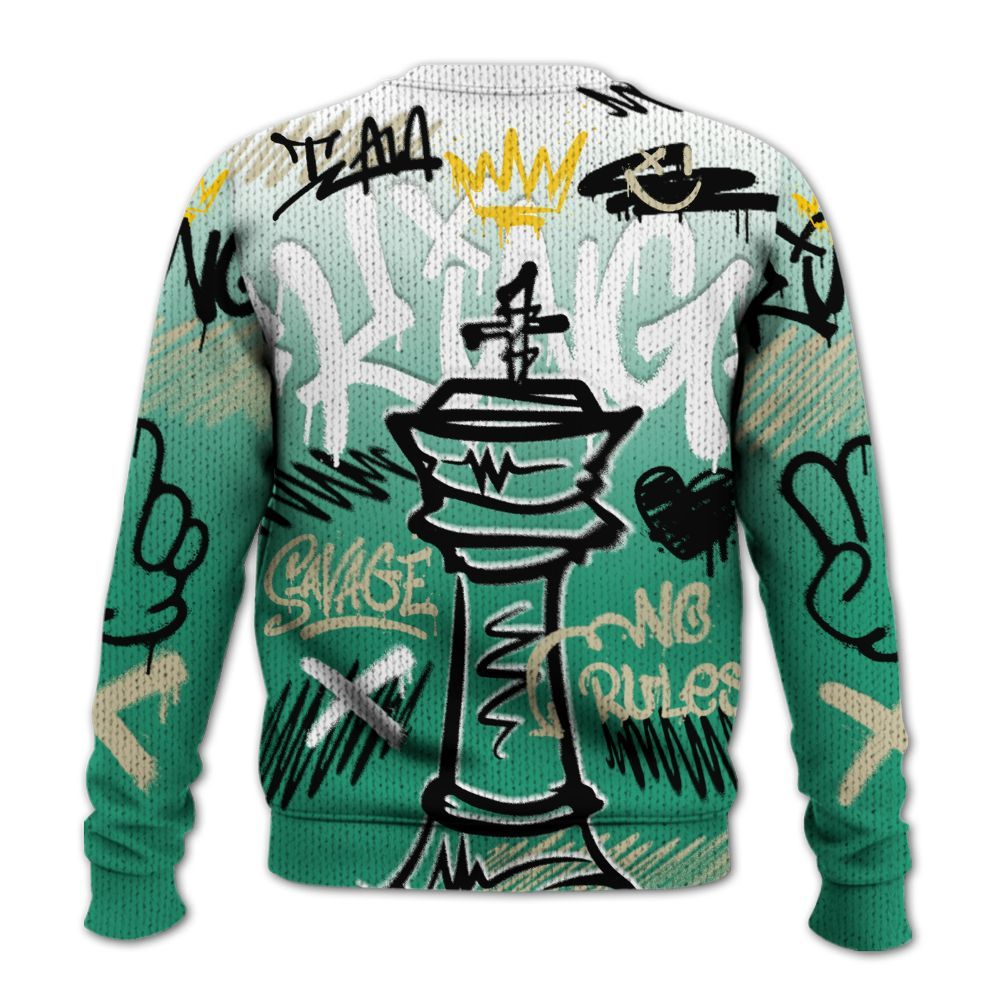 Knitted Sweater To Match Pine Green 4s - Street King Chess Streetwear