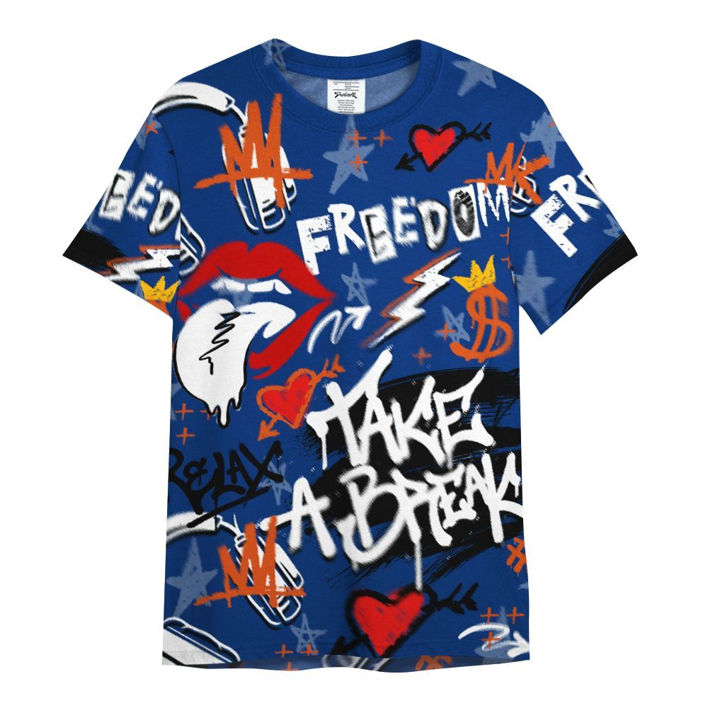 Shirt To Match Mid Knicks 1s - Take Break Freedom Graffiti Streetwear All Over Print