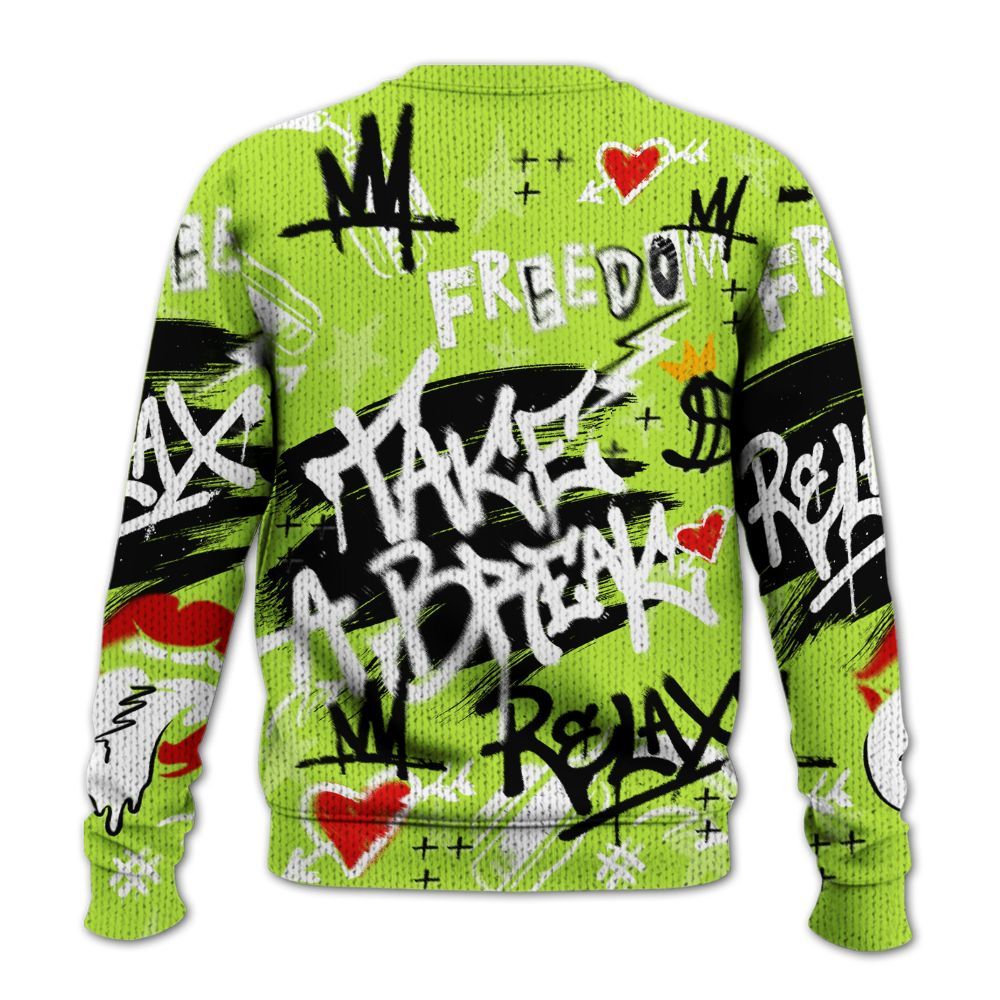 Knitted Sweater To Match Air Force 1 Low Dance Volt - Take Break Freedom Graffiti Streetwear