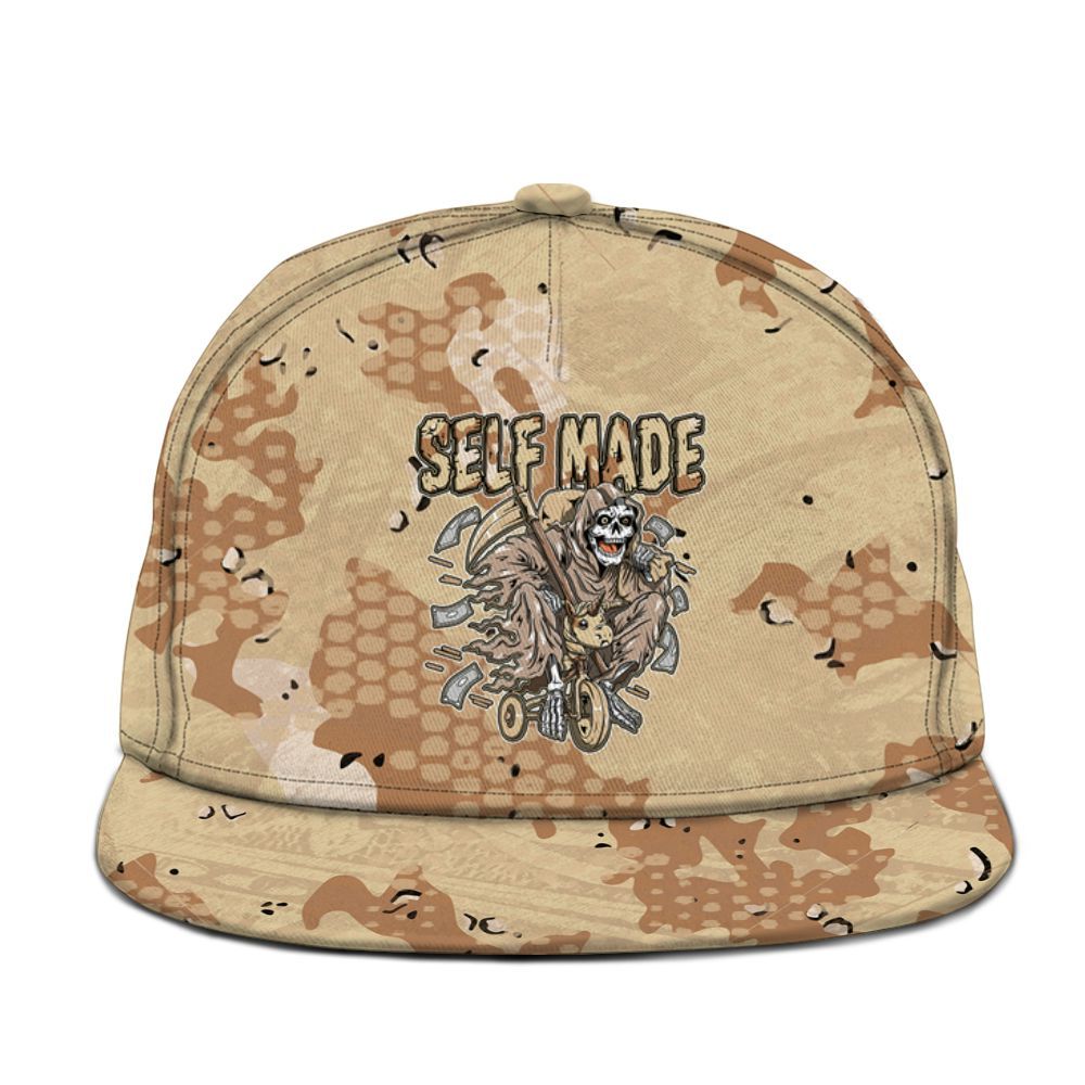 Snapback To Match Desert Camo 3s - Self Make Skeleton Banknotes Art Graphic