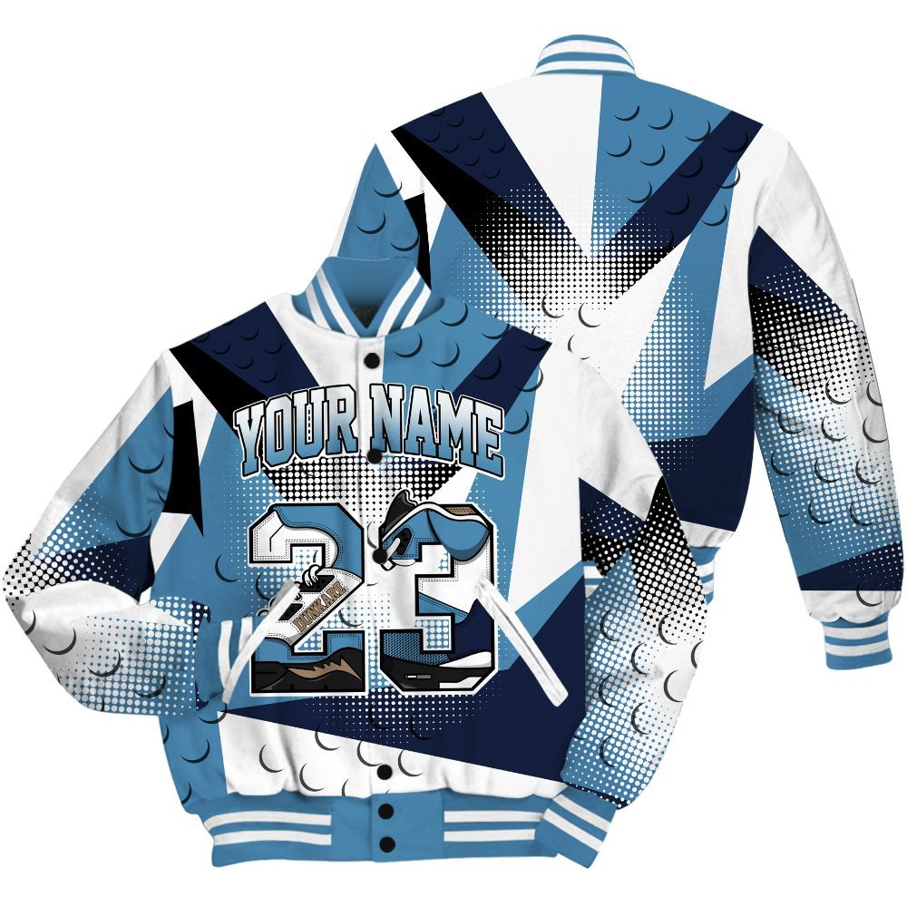 Varsity Jacket To Match Air Force 1 Stash Shirt, Poly Custom Name Number 23 5s All Over Print