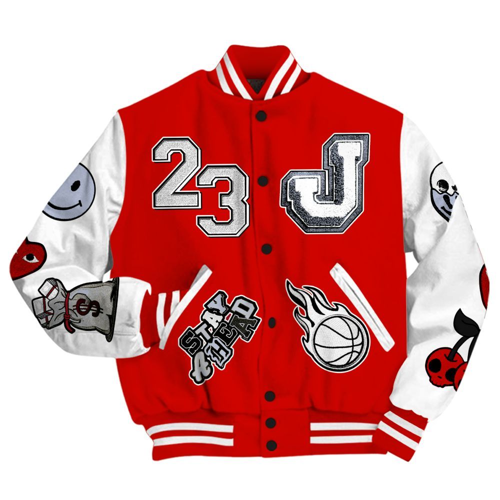 Varsity Jacket To Match Fire Red 6s Shirt - Hustles Money Number 23 All Over Print