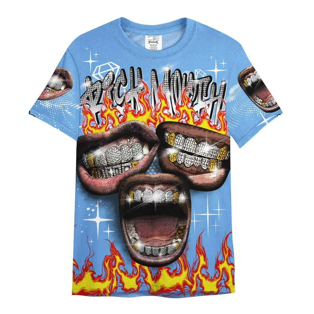 Shirt To Match University Blue 6s - Rich Mouth Fire Rap Retro 90s All Over Print