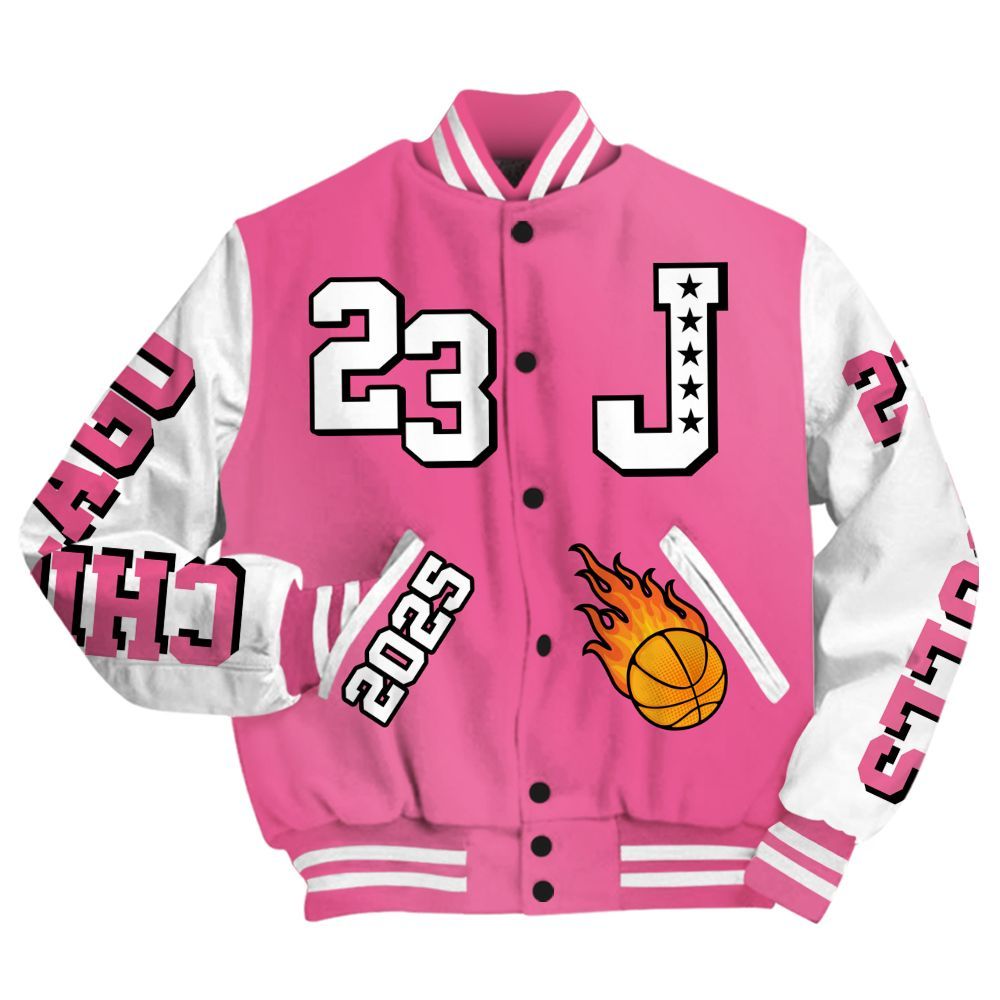 Varsity Jacket To Match Air Max SNDR Hyper Pink - Chicago 23 Basketball All Over Print