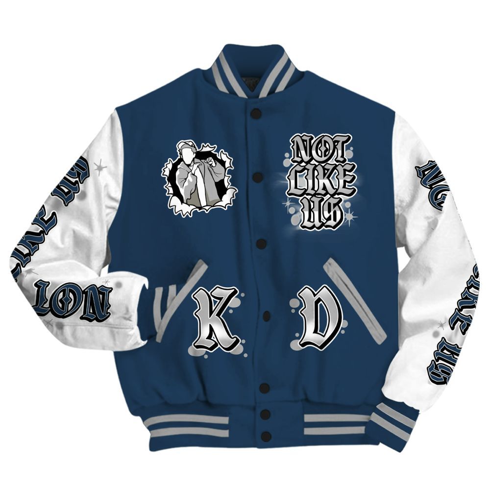 Varsity Jacket To Match Retro French Blue 2025 12s - None Like Us All Over Print