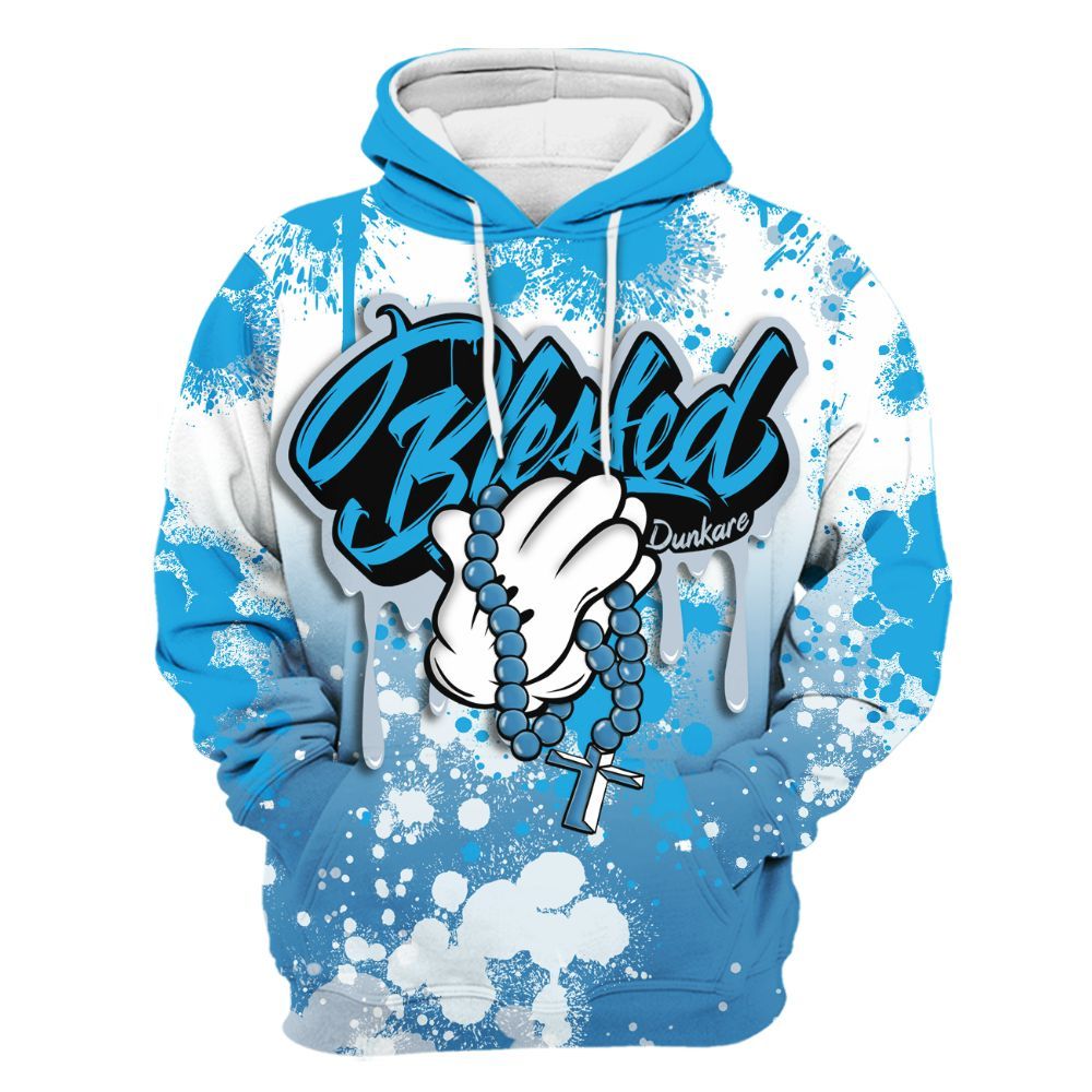 Hoodie To Match University Blue Low 2026 11s - God Blessed Ink Drip All Over Print