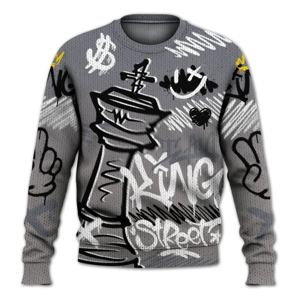 Knitted Sweater To Match Cool Grey 11s - Street King Chess Streetwear