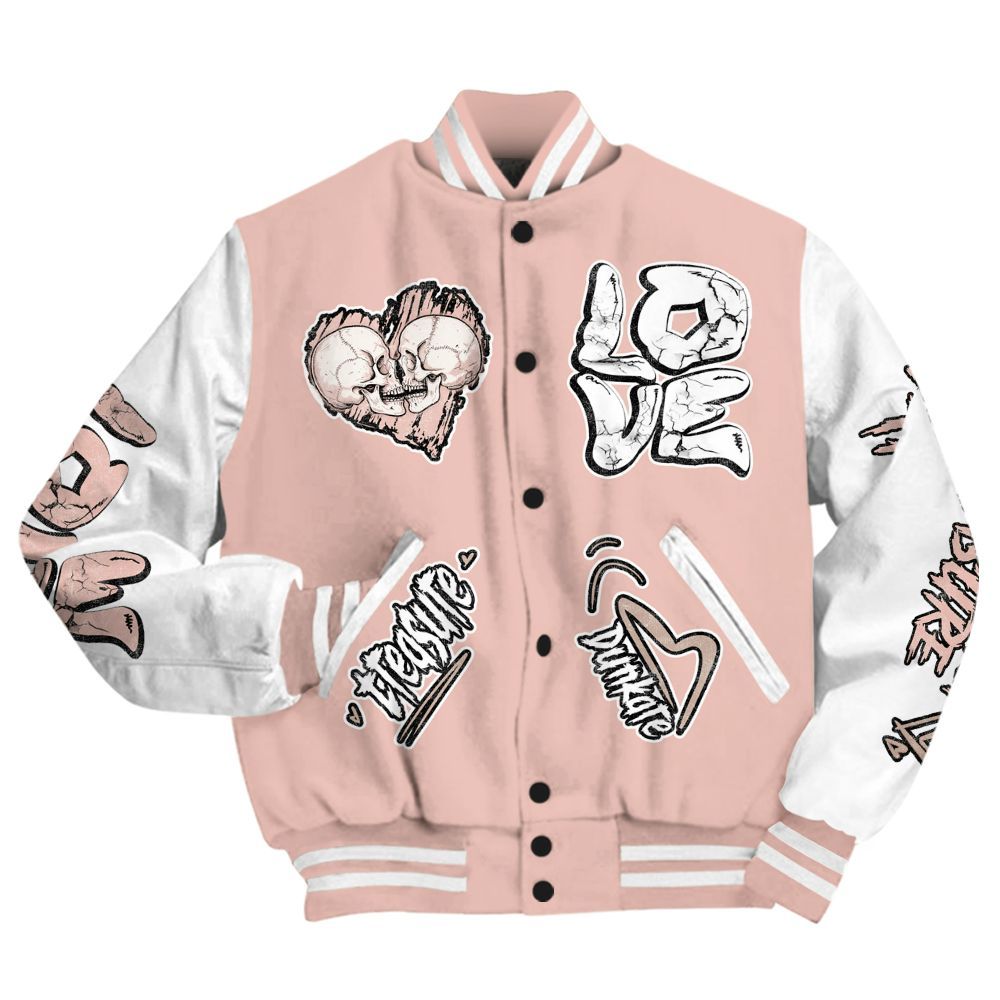 Varsity Jacket To Match Dunk Low Pink Velvet - Skull Bear All Over Print