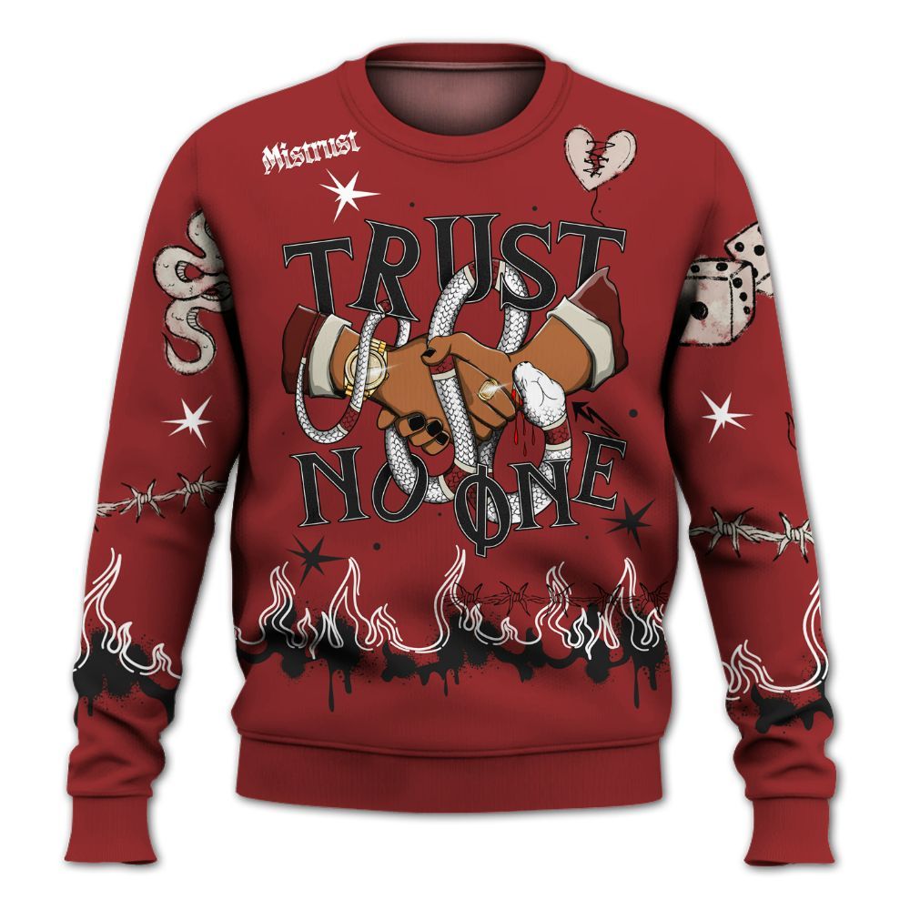 Sweatshirt To Match High 85 Bred 1s - Trust No One Snake-Bite Doodle Crayon All Over Print