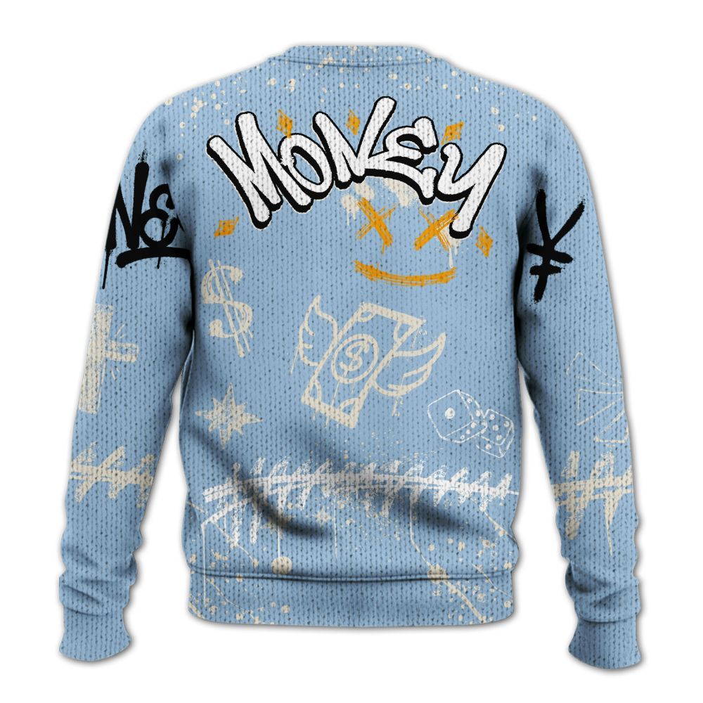 Sweater To Match Retro High OG Pale Ivory Psychic Blue 1s - Everybody Paid In Full Crayon Graphic
