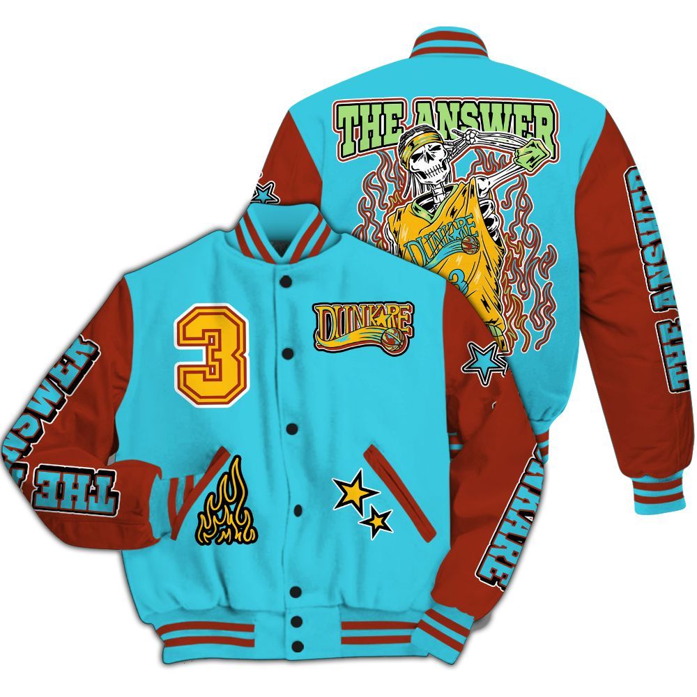 Varsity Jacket To Match SB Dunk Di'Orr Greenwood - Allen Answer Skeleton All Over Print