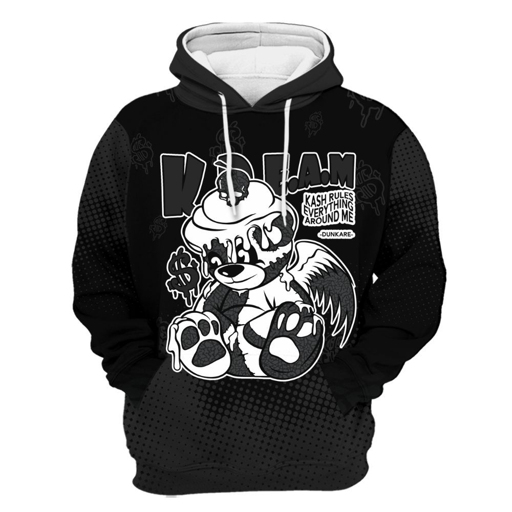 Hoodie To Match Black Cat 3s - Loot Bear Unique Drip All Over Print