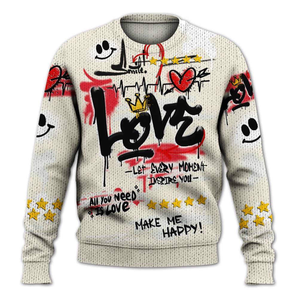 Sweater To Match Low OG Sail 1s - Happy Love Beats Graffiti Streetwear Graphic