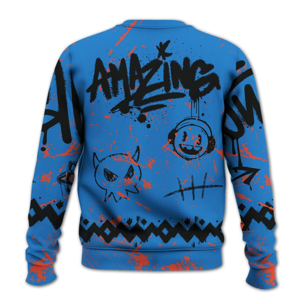 Sweatshirt To Match Hi-Res Blue 700s - Friday Sneaker Crayon All Over Print