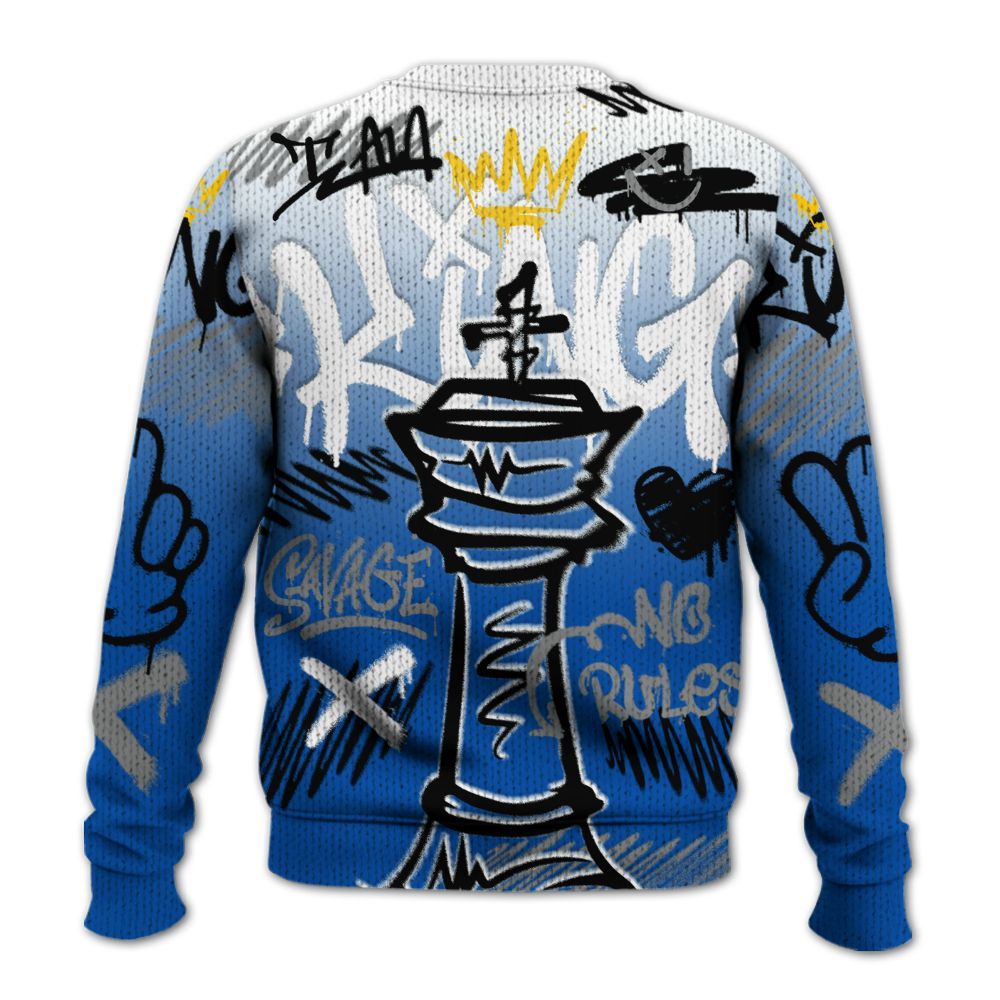 Knitted Sweater To Match Racer Blue 5s - Street King Chess Streetwear