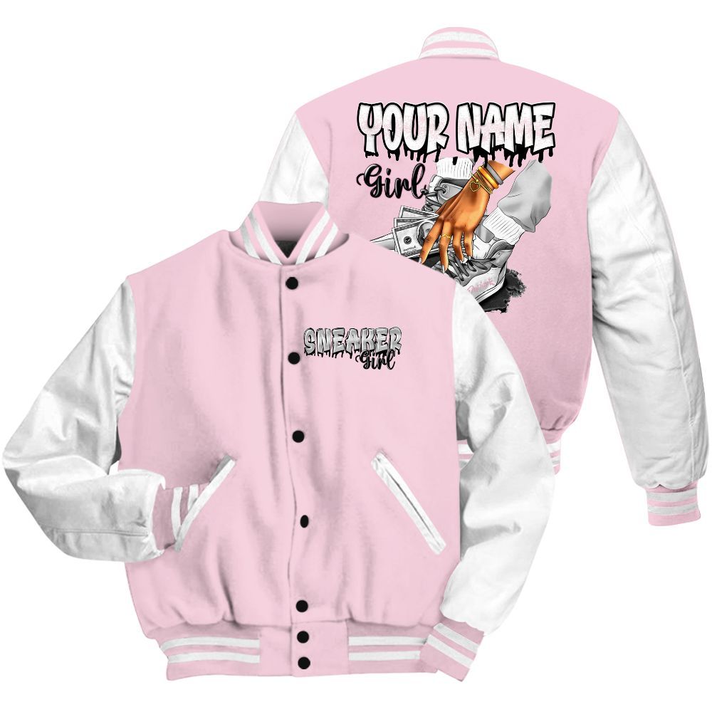Varsity Jacket To Match Orchid 4s - Custom Name Sneaker Girl Money All Over Print