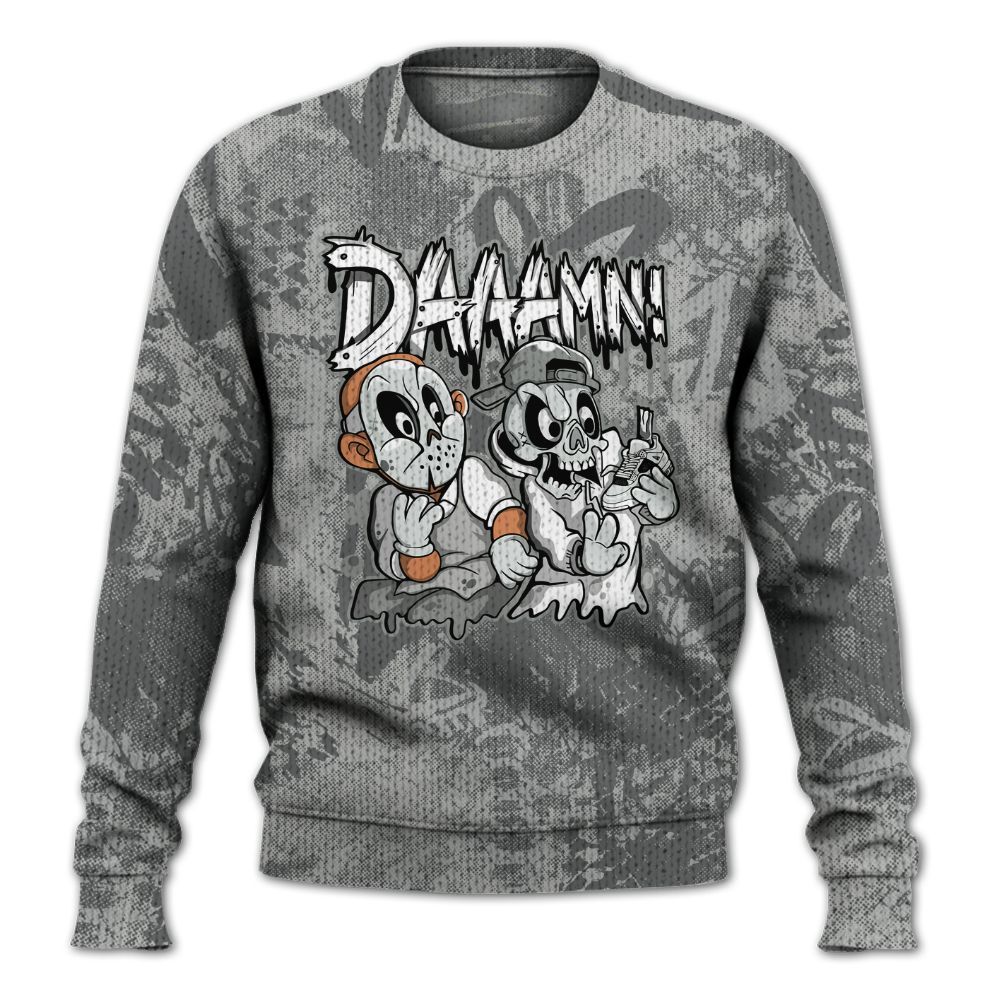 Knitted Sweater To Match Retro Wet Cement 4s - Damn Shoe Graphic Heart Grunge