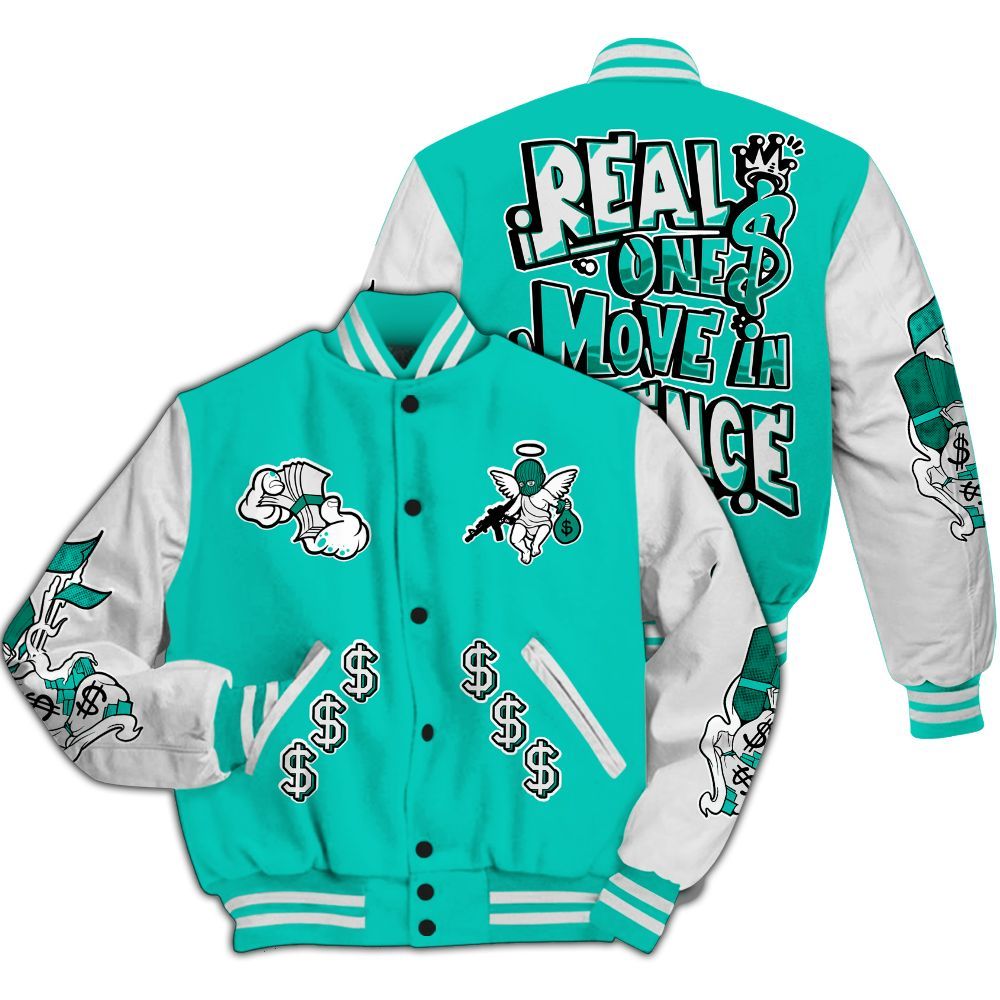Varsity Jacket To Match Dunk Low Clear Jade - Ones Move In Silence Graphic All Over Print