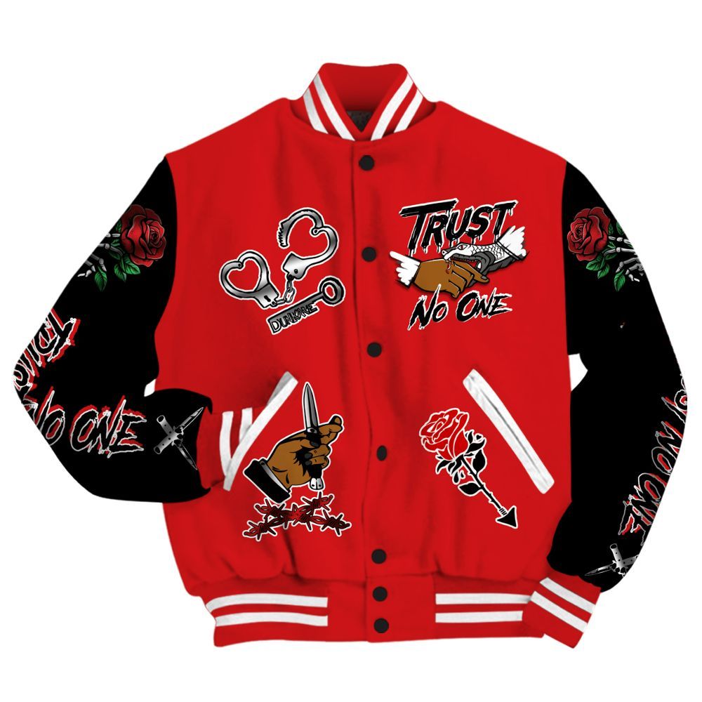Varsity Jacket To Match Low Bred 11s - Trust No One Dripping All Over Print