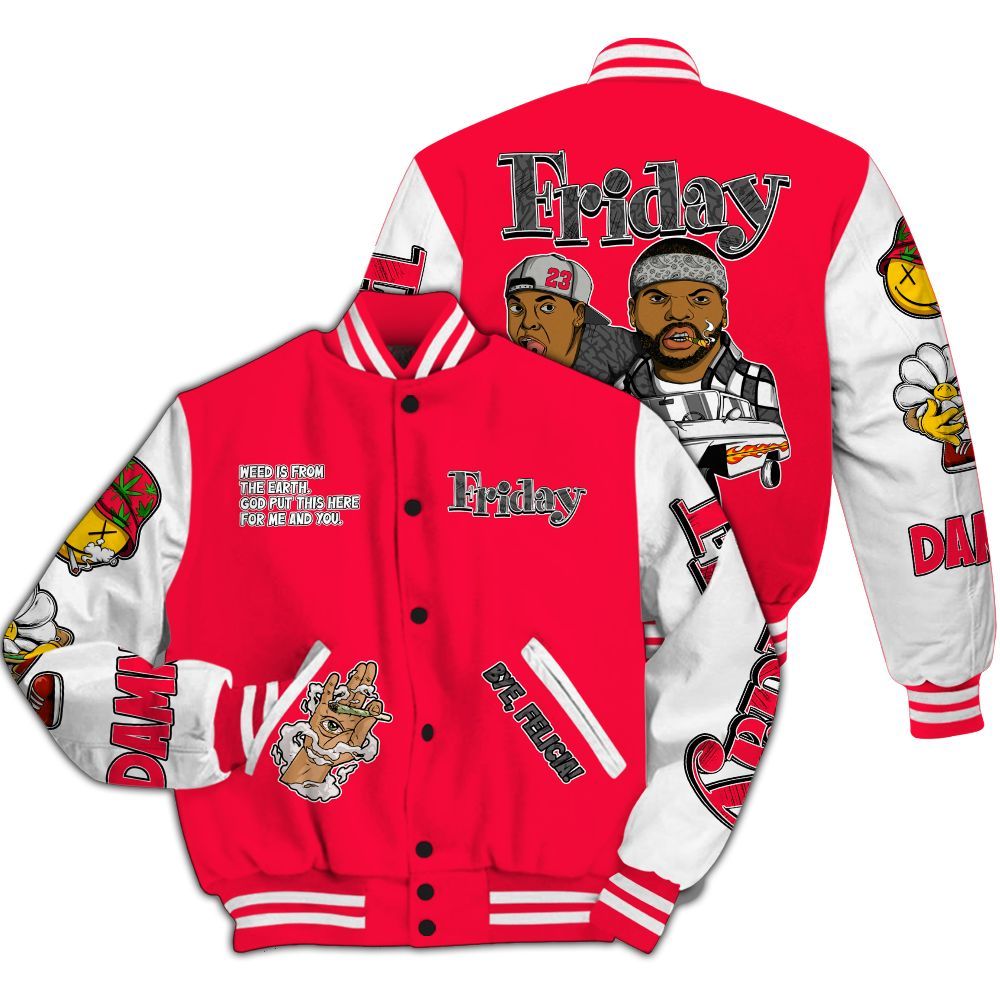 Varsity Jacket To Match Retro Fire Red 3s - Friday Sneaker Stress Style All Over Print