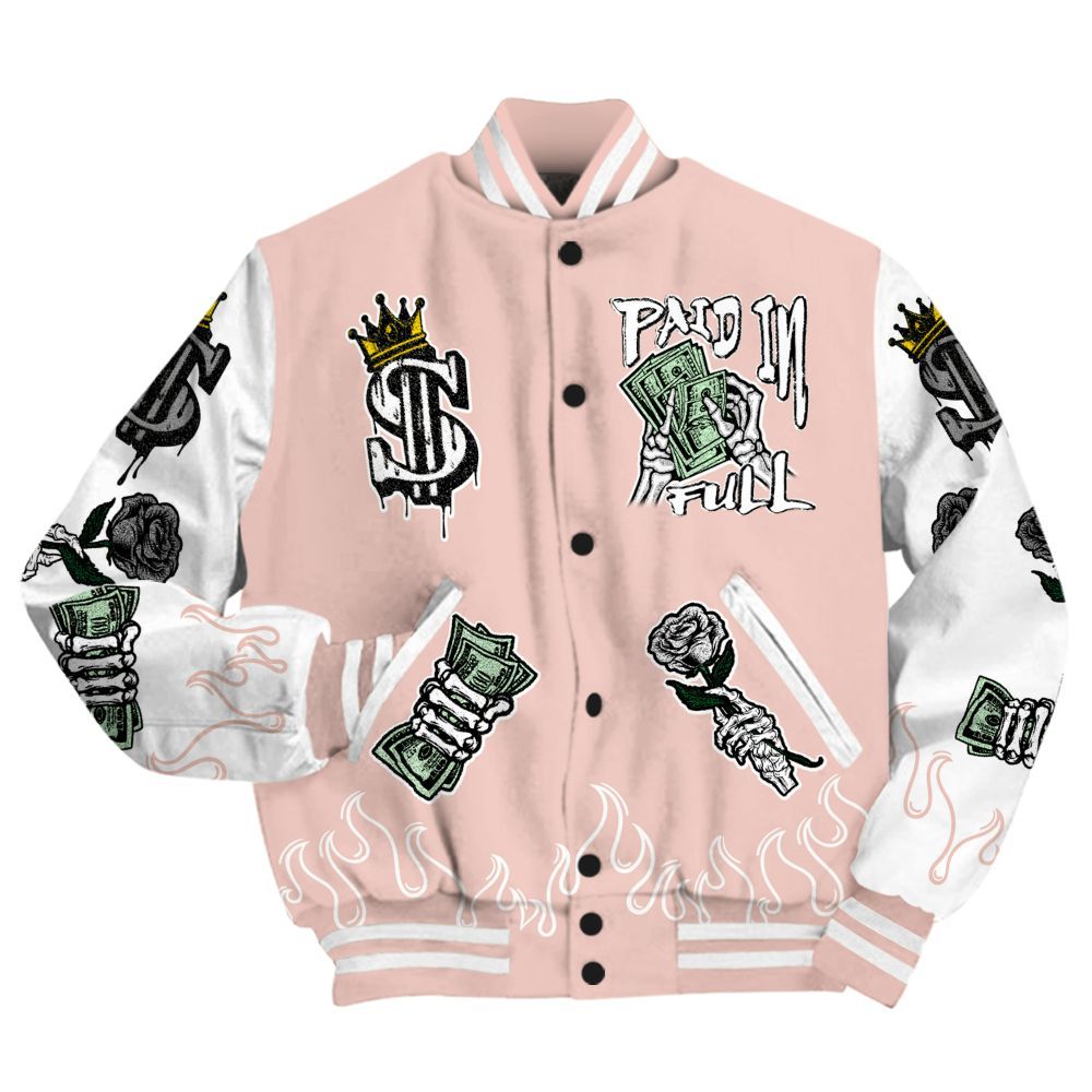 Varsity Jacket To Match Low Legend Pink 11s - Fire Everybody Paid In All Over Print