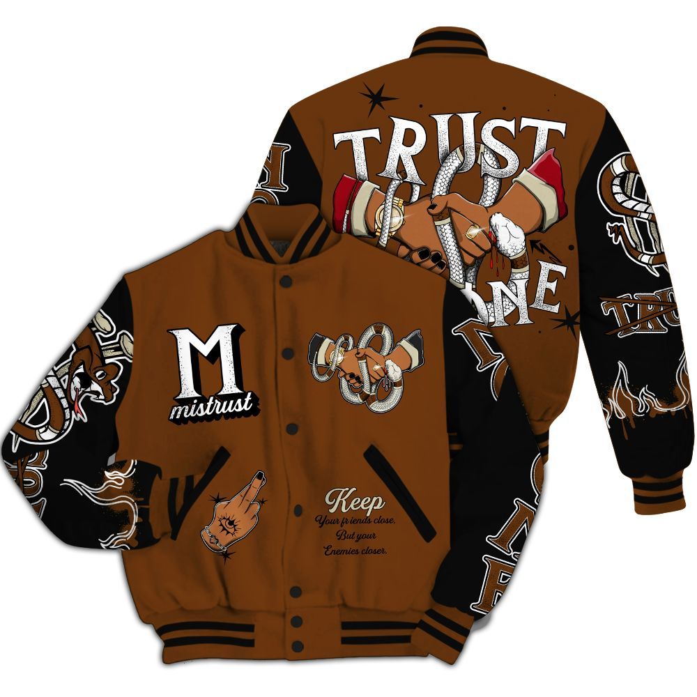 Varsity Jacket To Match Archaeo Brown 5s - Trust No One Snake-Bite Street Style All Over Print