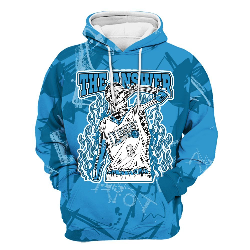 Hoodie To Match Powder Blue 9s - Allen Answer Skeleton Messyz All Over Print