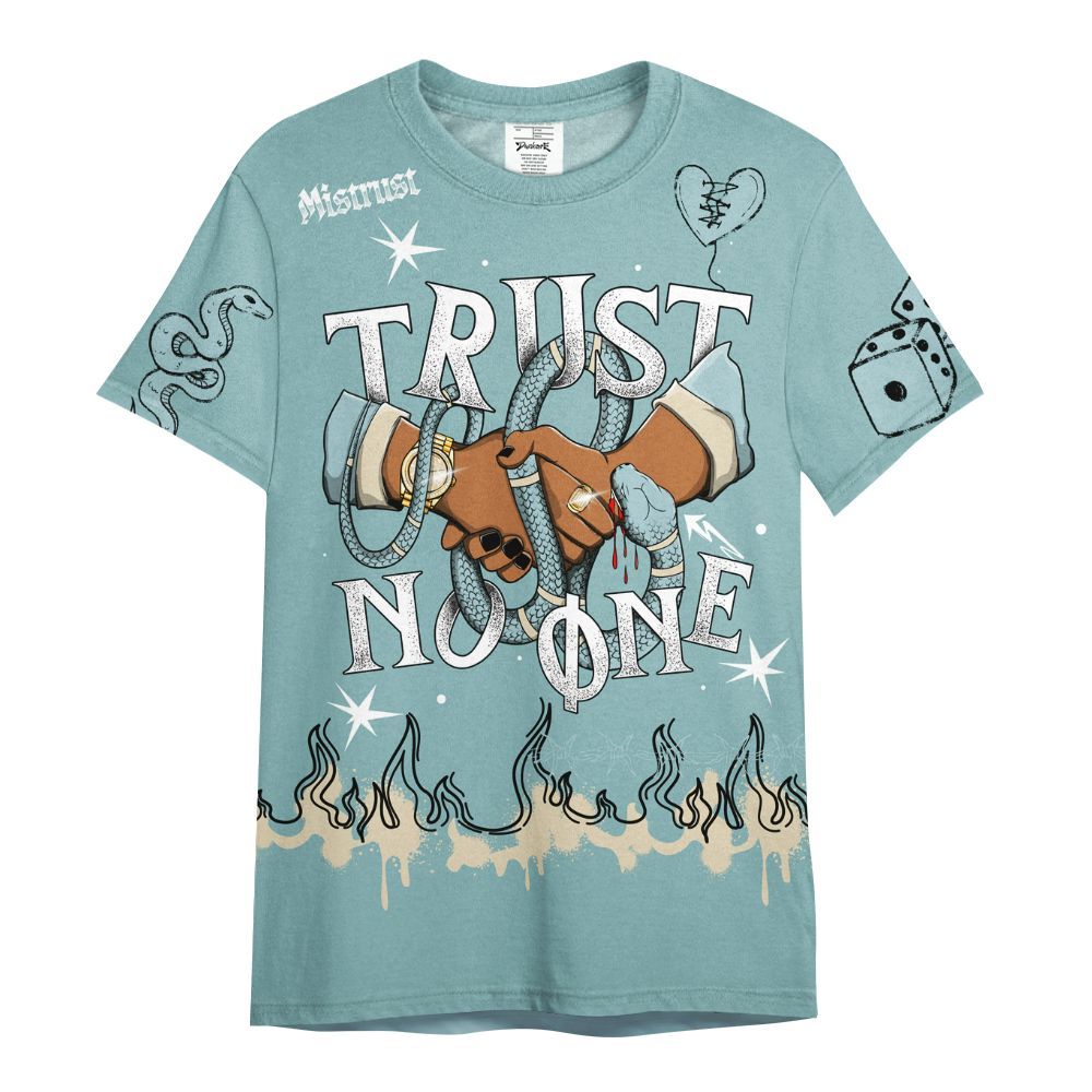 Shirt To Match Dunk Low Glacier Blue Pale Ivory - Trust No One Snake-Bite Doodle Crayon All Over Print
