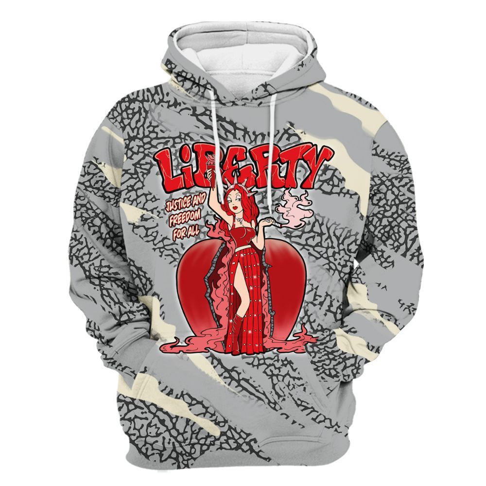 Hoodie To Match Cement Grey 3s - Midwest Cartoon Colored All Over Print